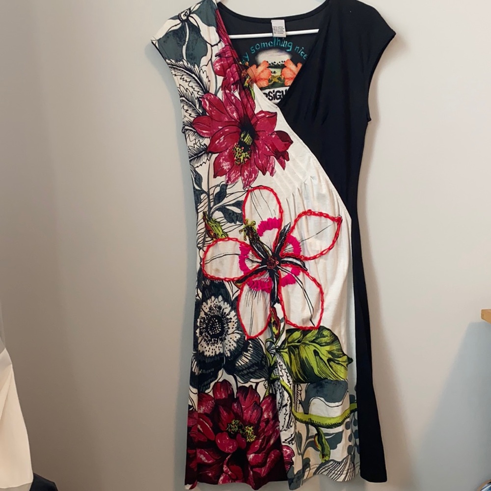 Pink and Black Floral Desigual Dress